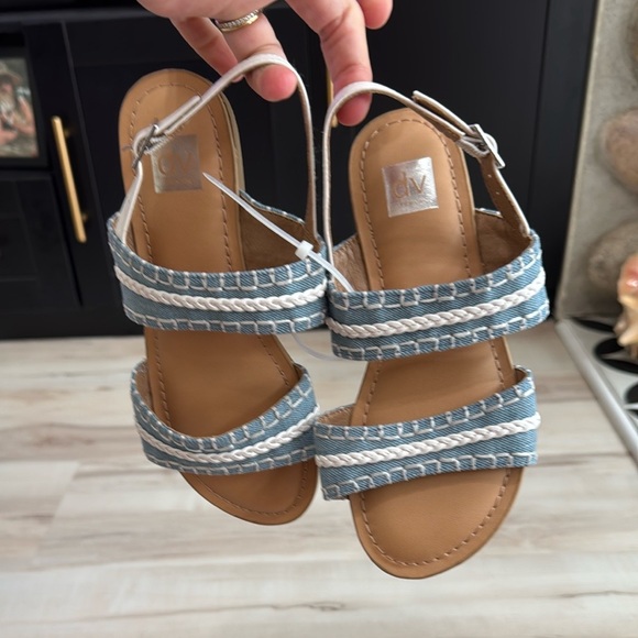 DV by Dolce Vita Other - DV by Dolce Vita Girls Woven Denim Sandals Blue White Stripe Size 3